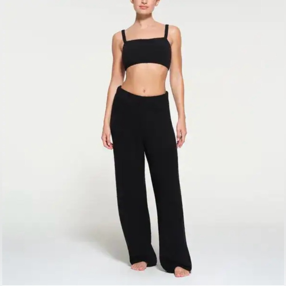 SKIMS Cozy Knit Straight Wide Leg Lounge Pants Onyx‎ Size XL